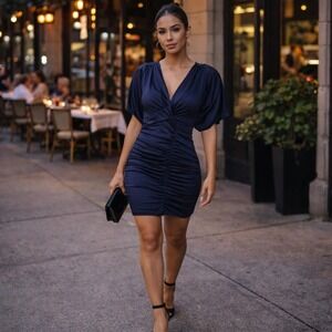 Catherine Malandrino Favorites Navy Ruched Mini Dress – Size S (NWT)